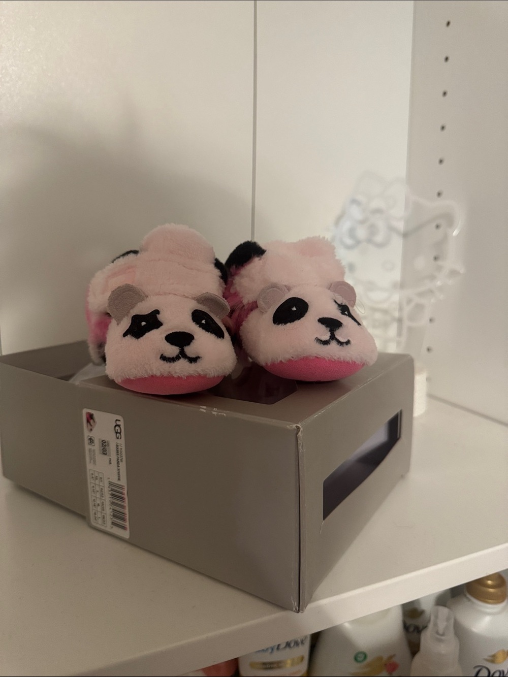 UGG Pink Panda Plush Kids Slippers